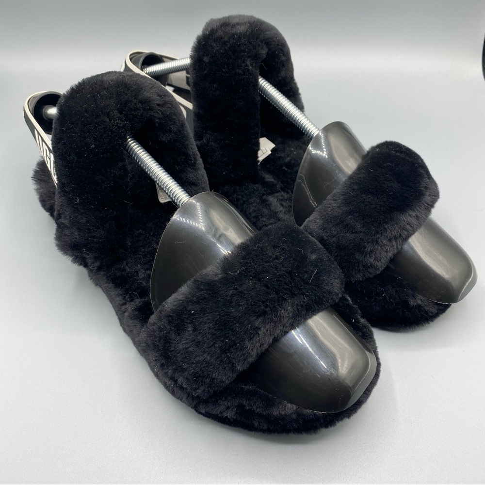 UGG Women's Black Fuzzy Slippers